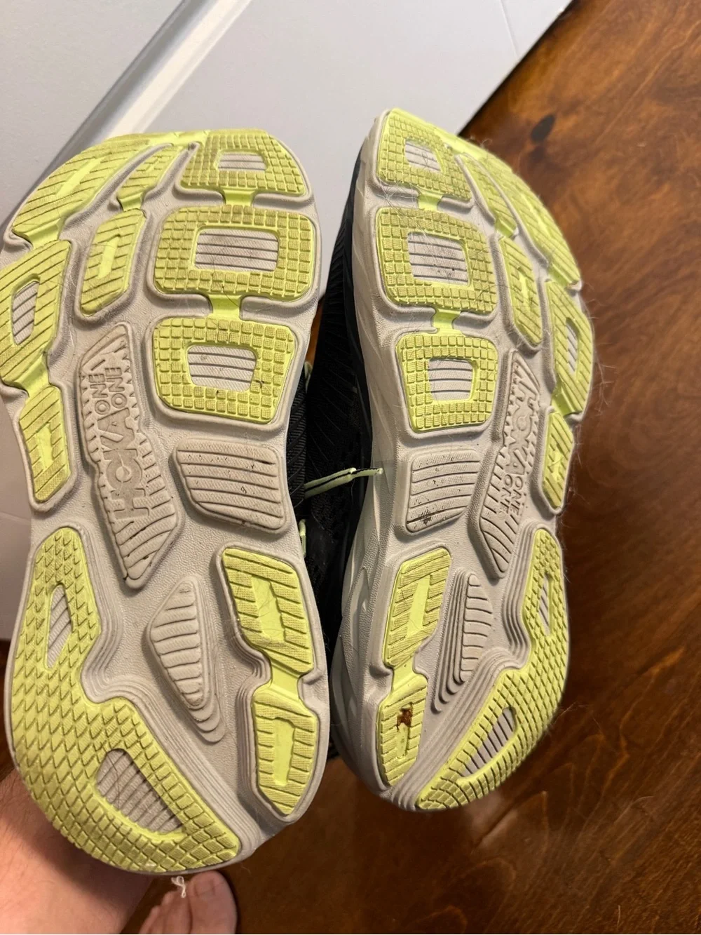 Hoka One One Men’s Black with Neon Green Athletic Running Shoes